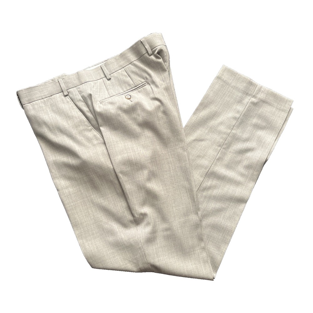 Lauren Ralph Lauren Dress Pants Men 38x32 Tan Wool Blend Flat Front‎ Trousers 80